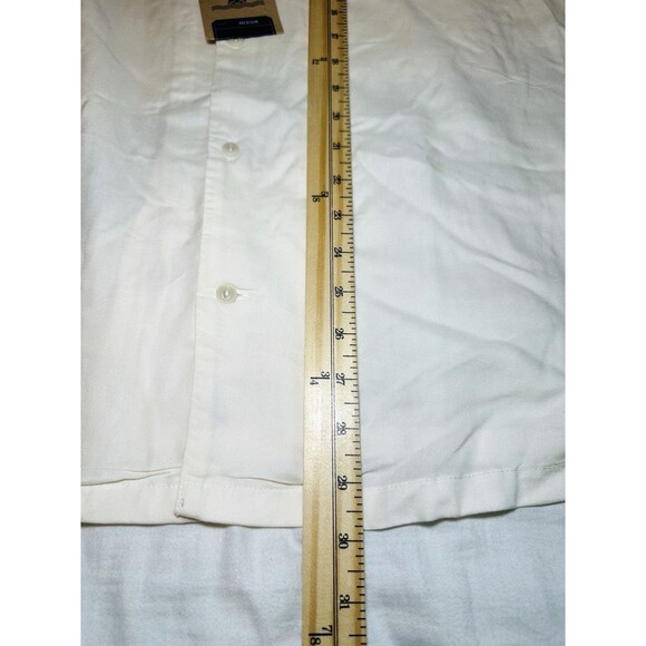CHUBBIES Ivory Lotus Rayon Sunday Button Up Short Sleeve Cream Shirt Men's M NWT - Picture 6 of 7